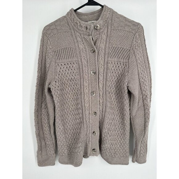 L.L Bean Women's Stitchworks‎ chunky Fisherman sweater Cardigan size Medium - Picture 1 of 6